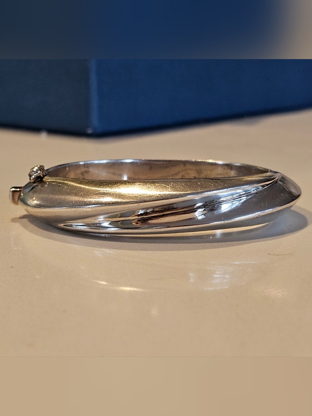 Vintage Bayanihan Sculptural Chunky Sterling Silver Modern Bangle Bracelet